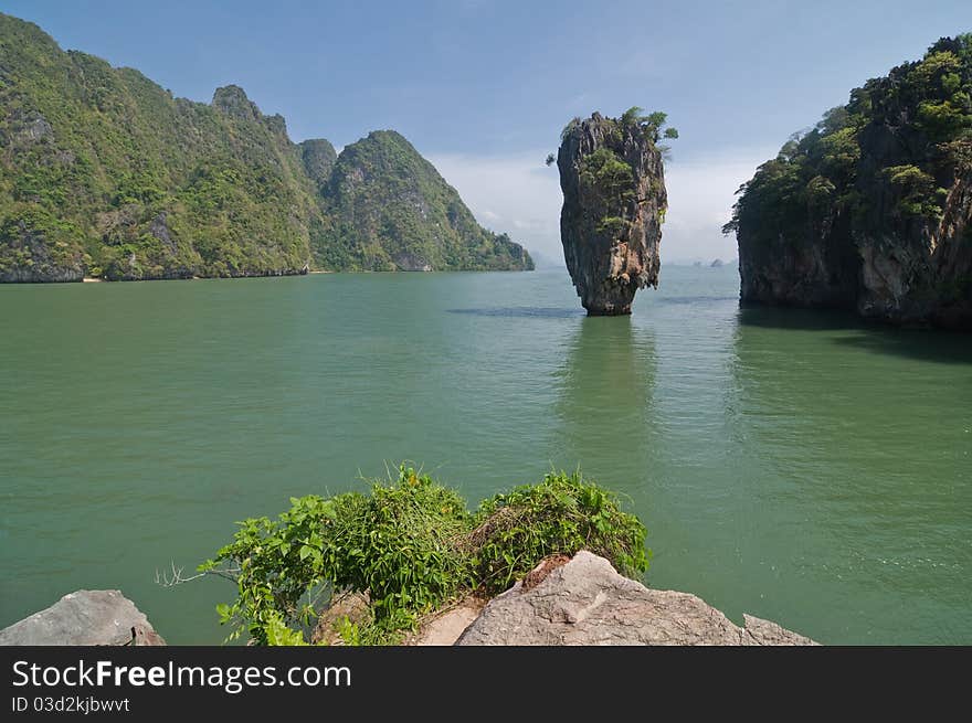 Koh Tabu, or James Bond Island, in Phang-Nga Bay in southern Thailand. Koh Tabu, or James Bond Island, in Phang-Nga Bay in southern Thailand.