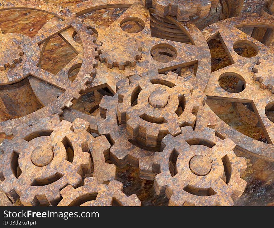 Mechanism of gears rusted