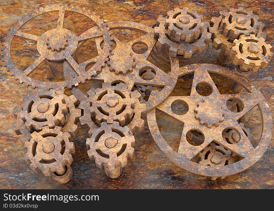 Mechanism of gears rusted