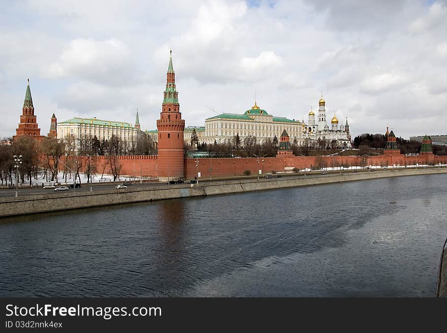 Nice view of the Moscow Kremlin and the Moskva River