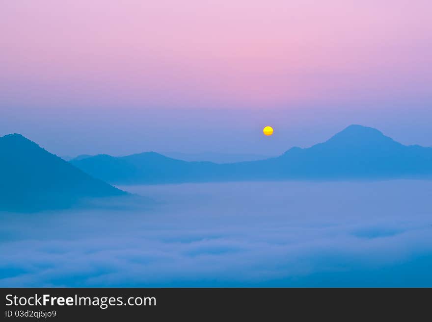 Sunrise on the mountain.