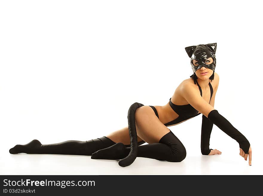 Model In Latex Cat Costume