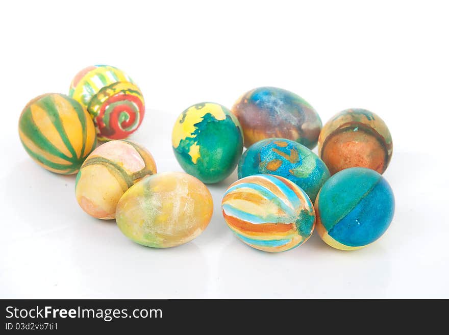 A hand painted easter eggs studio shot