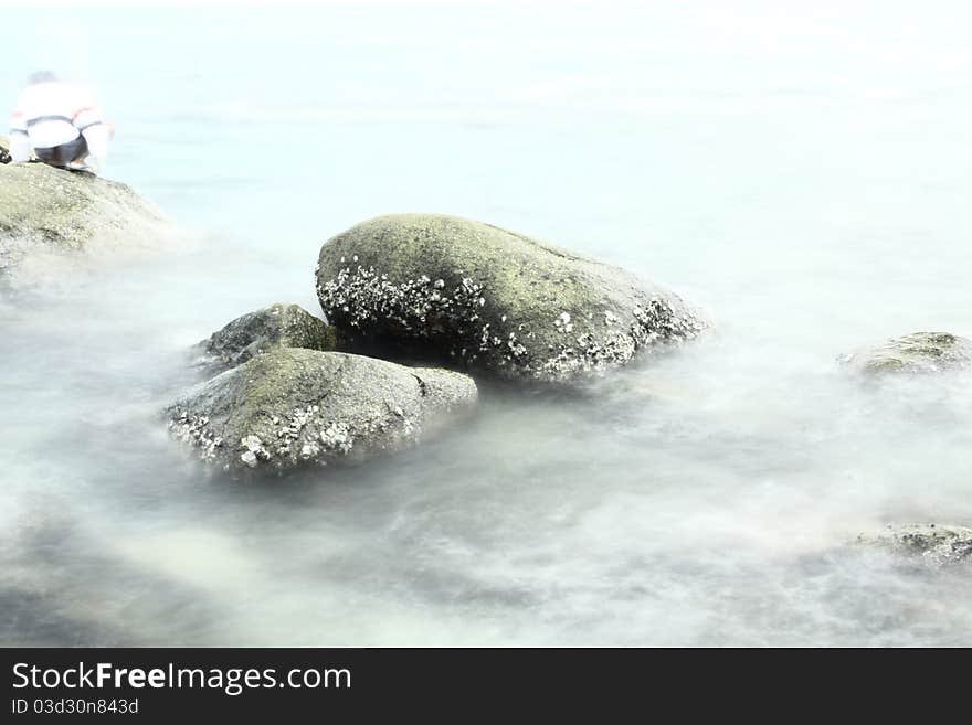 Wave and rocks