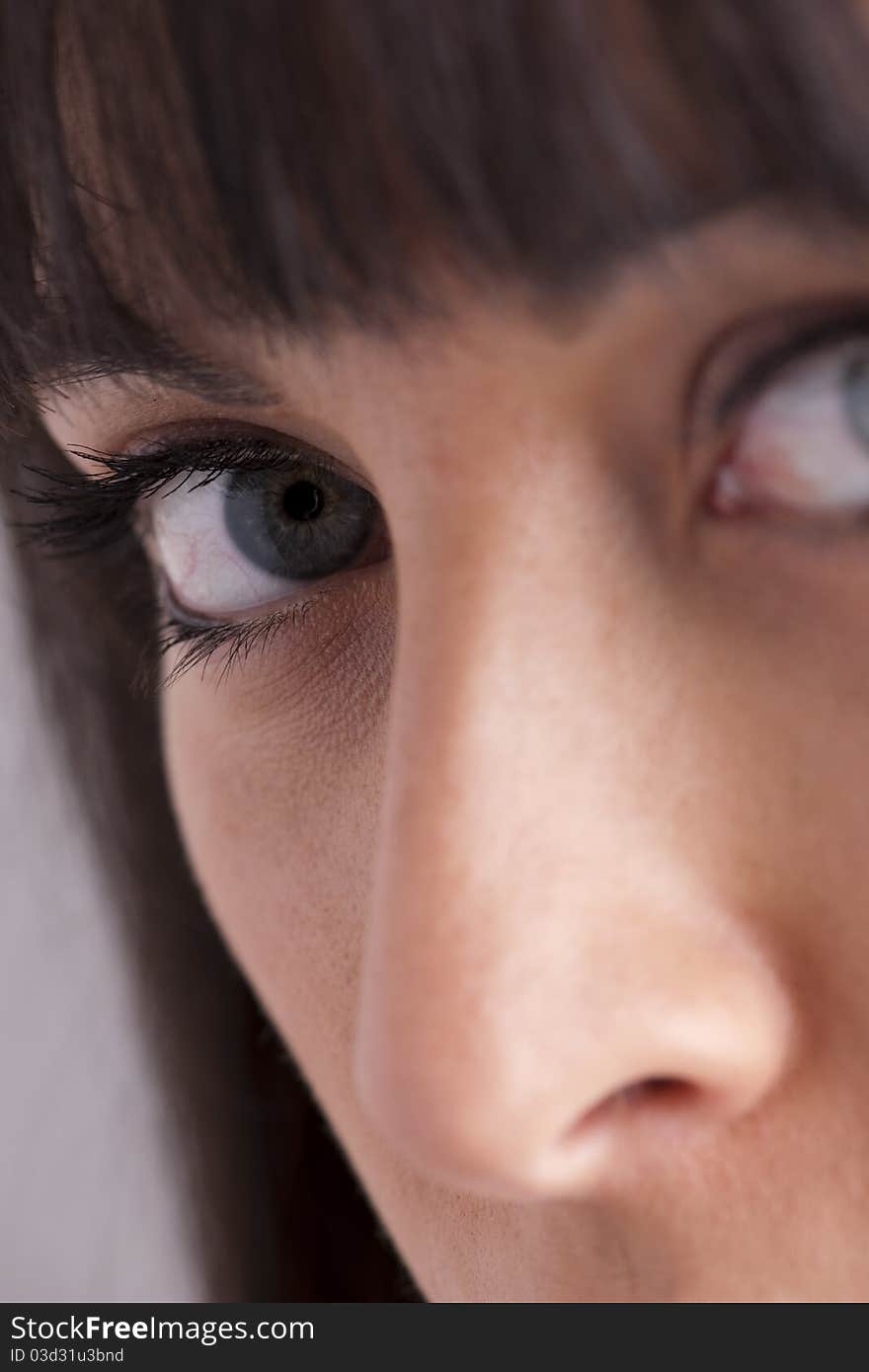 Close-up of young woman face, macro