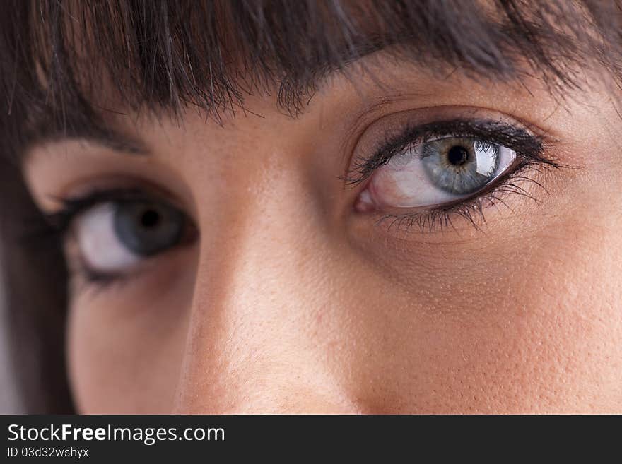 Close-up of young woman face, selective focus