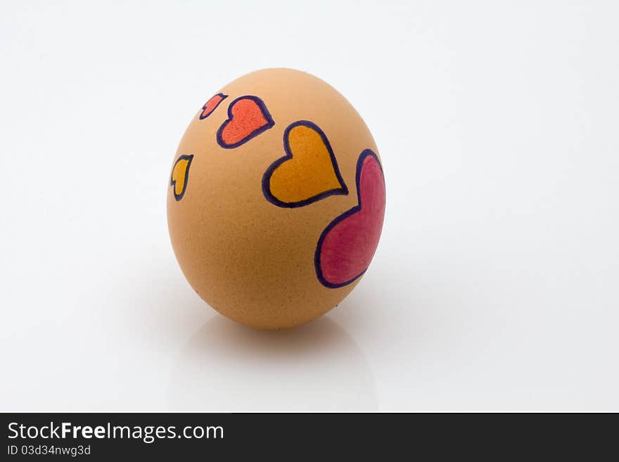 Egg with many hearts drawn. Egg with many hearts drawn