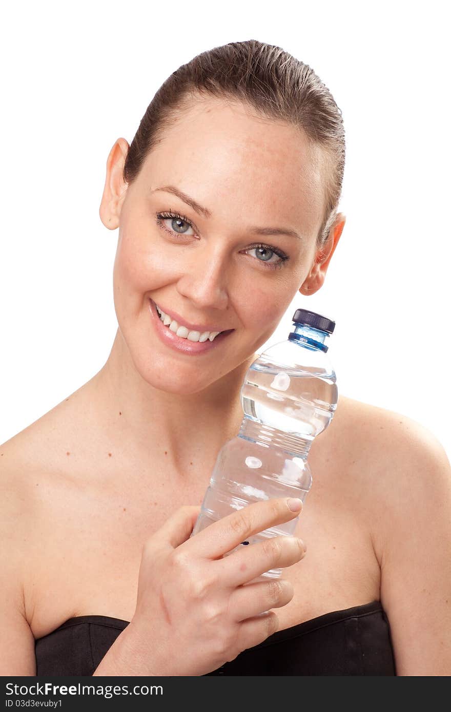 Attractive Caucasian Woman With Bottle Of Water