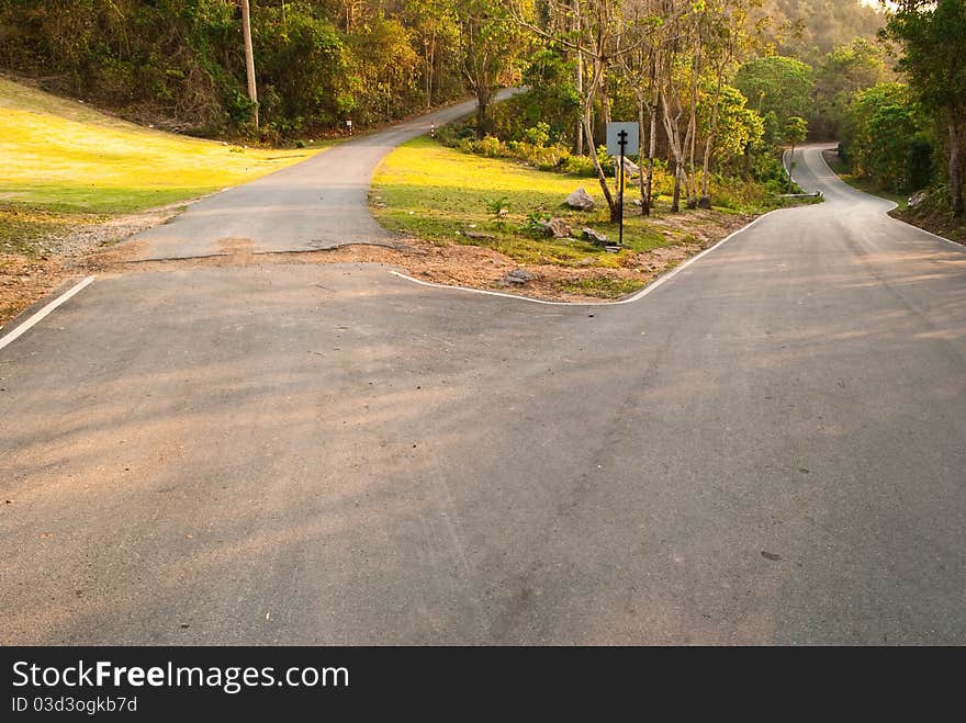 Three road in the park.