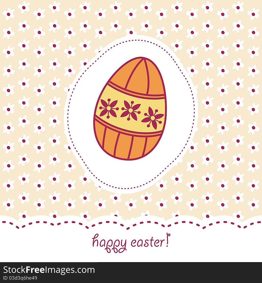 Easter card with orange egg