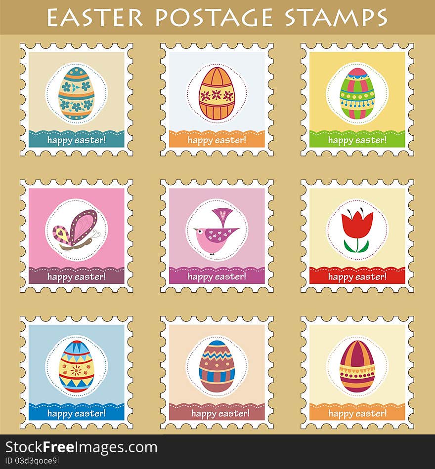 Set of 9 easter postage stamps (2)