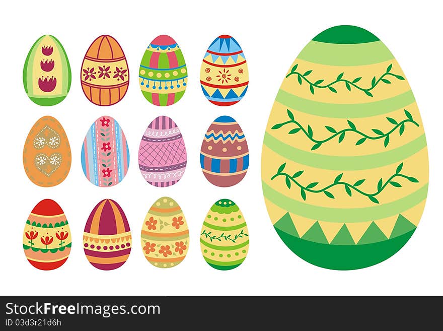 Set of 13 traditional easter eggs. Set of 13 traditional easter eggs