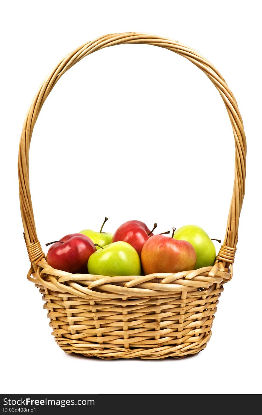 Basket with apples isolated on white