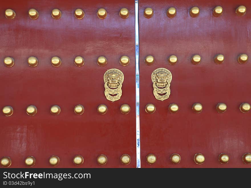 Chinese royal door with lion head