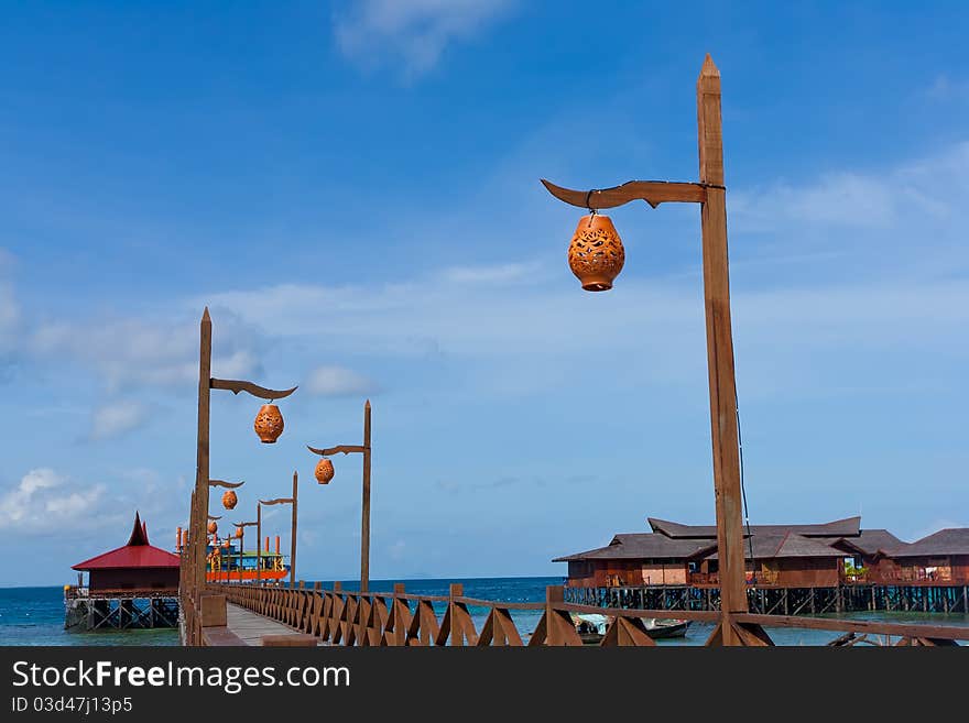 Unique lantern at the blue sky