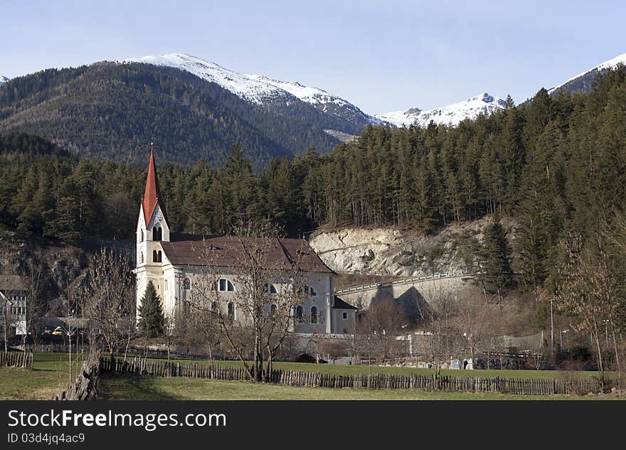 The small church in the alps. The small church in the alps