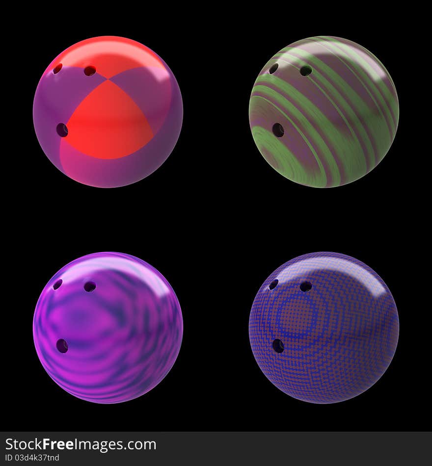 Ten Pin Bowling Balls In Different Colors