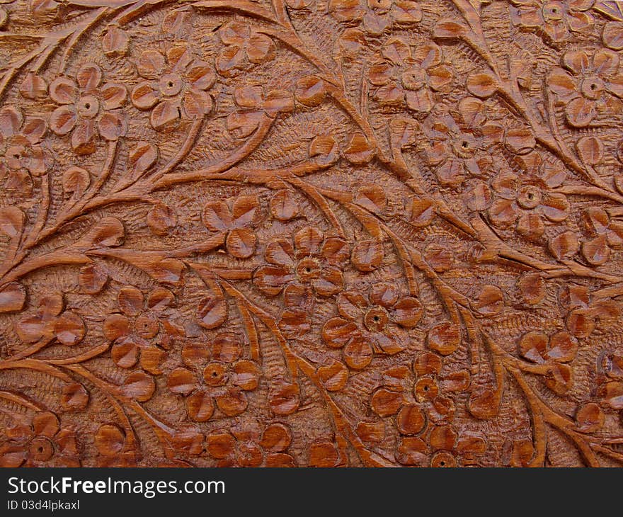 Close up detail of a carved box lid. Close up detail of a carved box lid