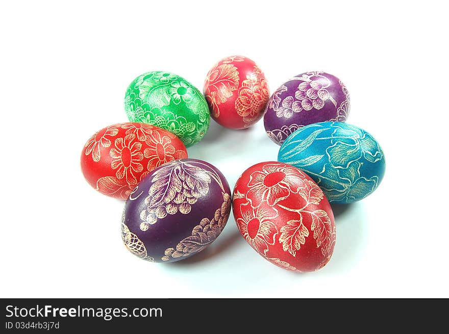 Traditional scratched hand-made Easter eggs from Poland