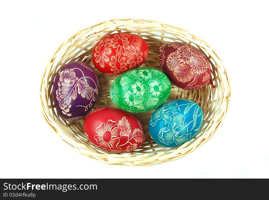 Traditional scratched hand-made Easter eggs from Poland