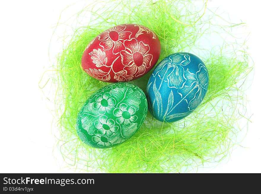 Traditional scratched hand-made Easter eggs from Poland