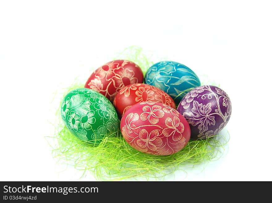 Traditional scratched hand-made Easter eggs from Poland