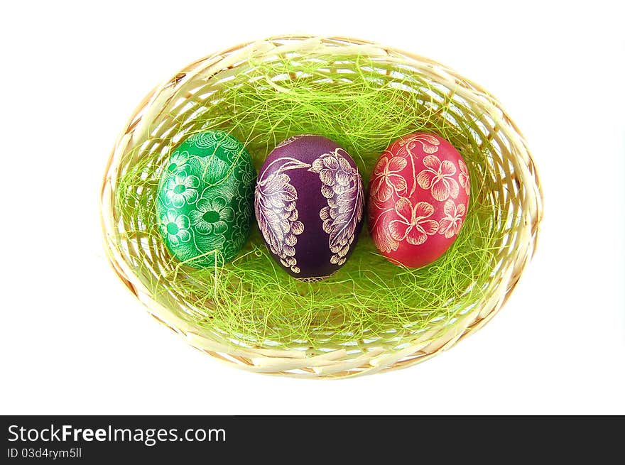 Traditional scratched hand-made Easter eggs from Poland