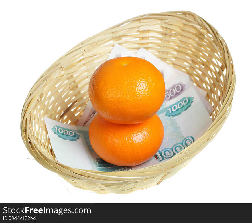 Orange in basket