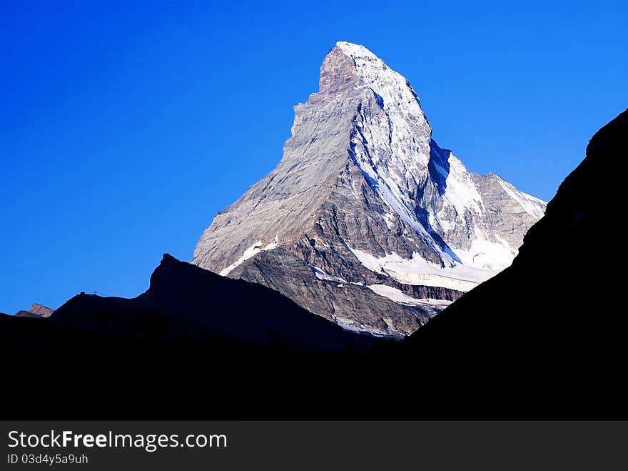 The matterhorn, illuminated at dawn