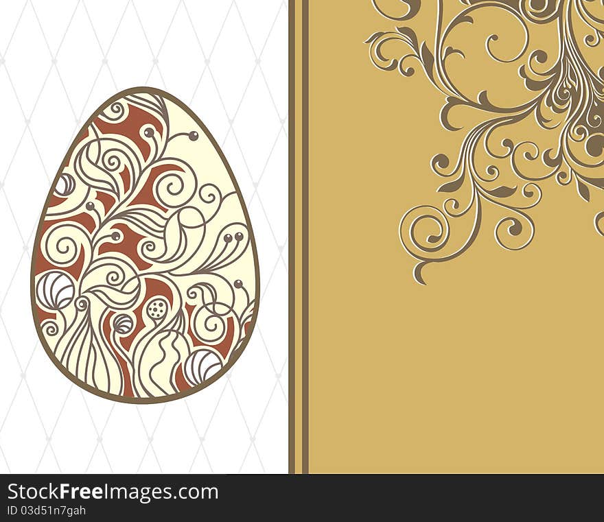 Easter card with eggs on floral background