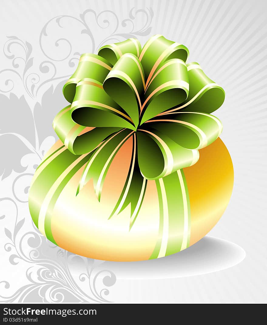 Easter egg with green bow