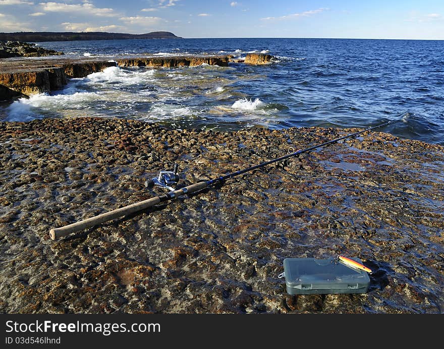 Fishing equipment on Swedish coast. Fishing equipment on Swedish coast