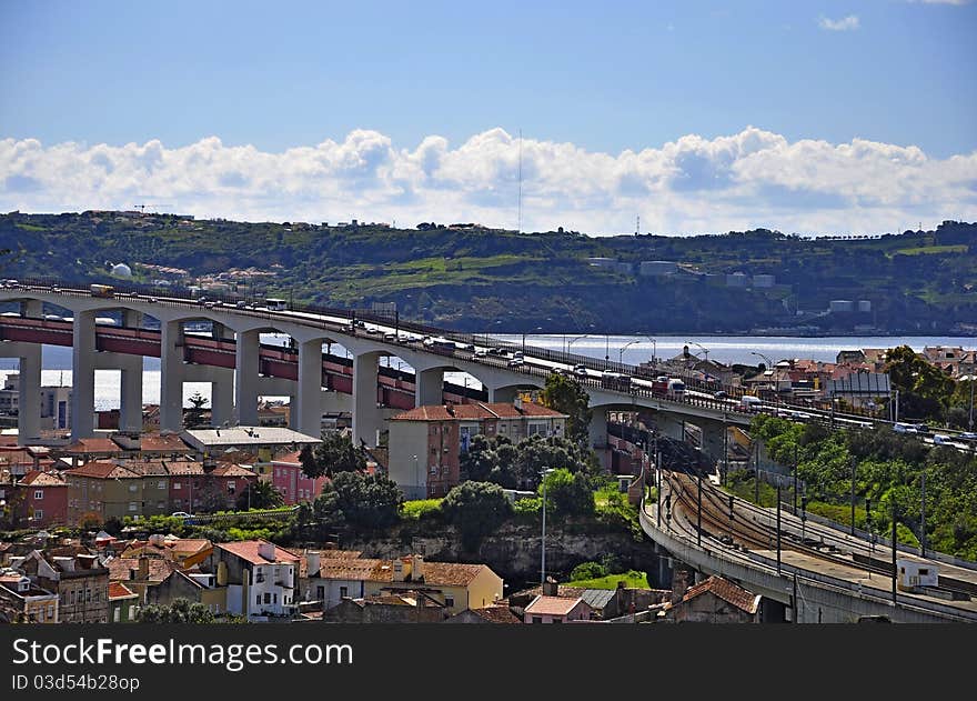 Bridge over the River Tezo in Lisbon