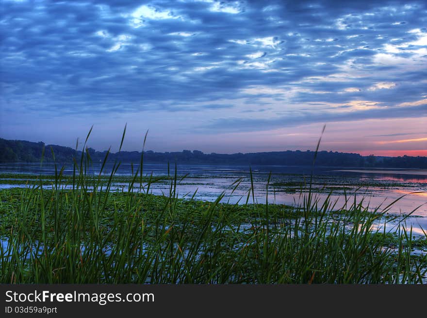 Morning sunrise and vivid colors of the lake. Morning sunrise and vivid colors of the lake.