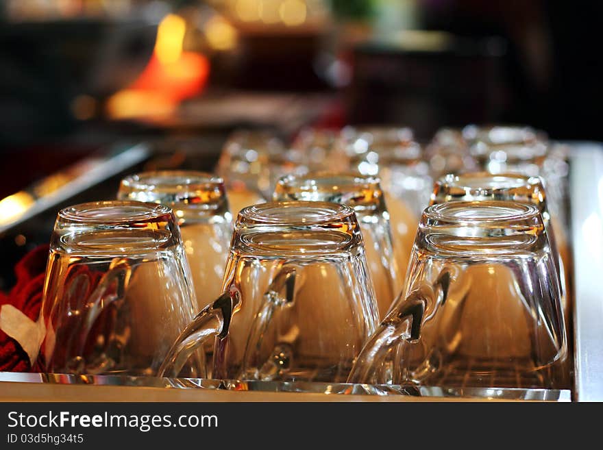 Glass upside down in the tray