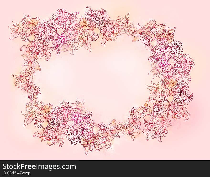 Stylish floral patterned background in soft pink