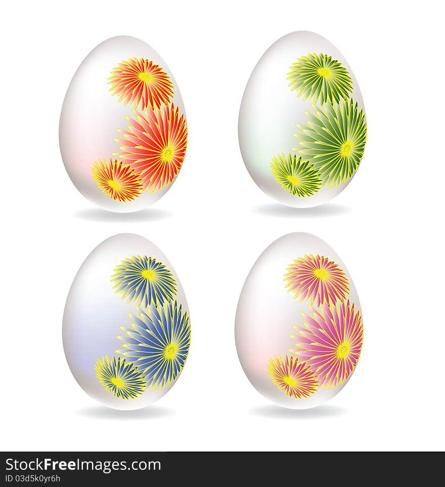 White eggs with different florets. White eggs with different florets