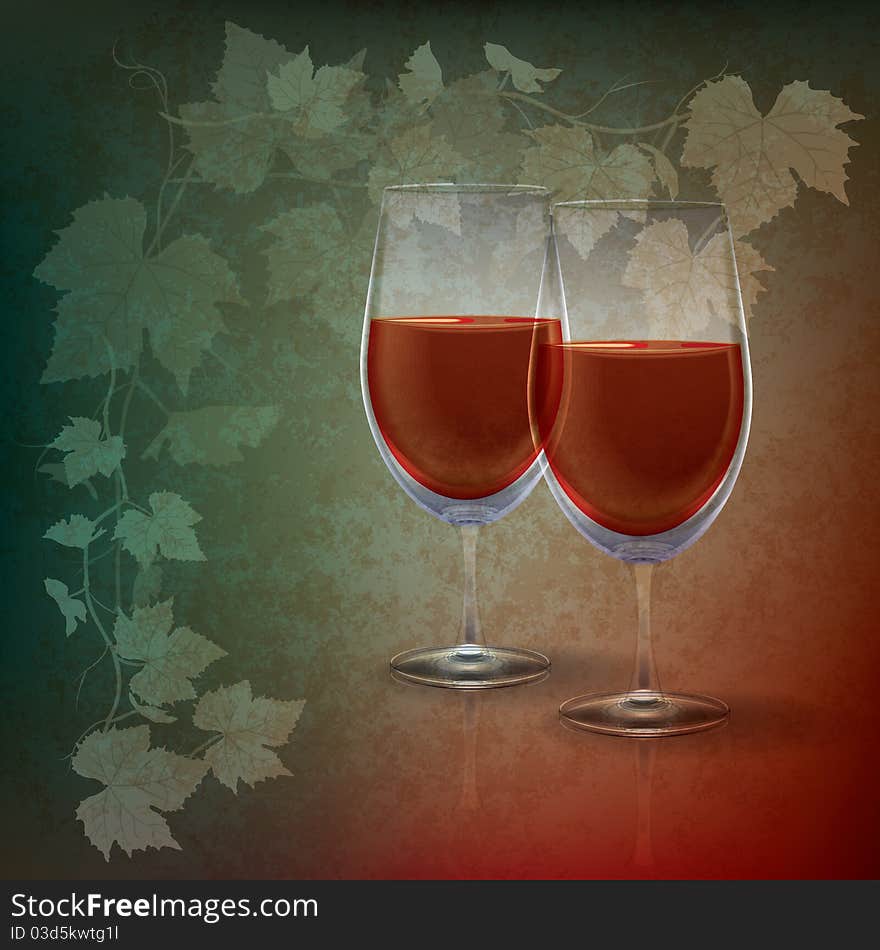 Abstract grunge illustration with wineglasses