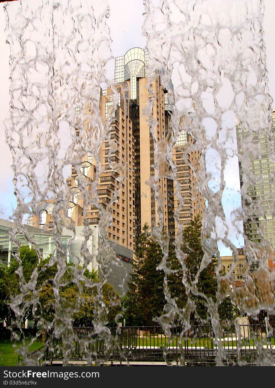 San Francisco Hotel Through Waterfall