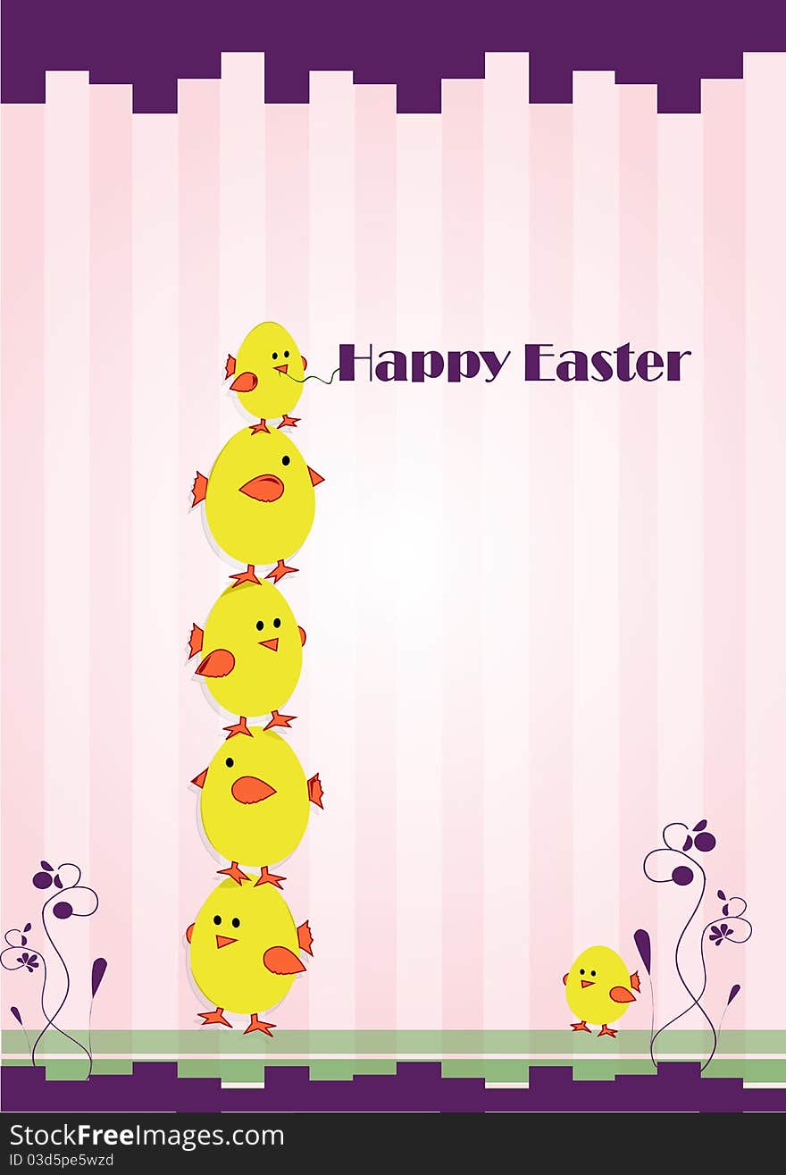 Easter background with golden chicken