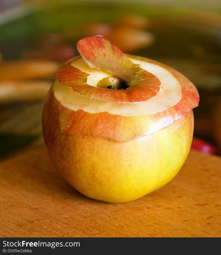 Ripe juicy  apple on a table