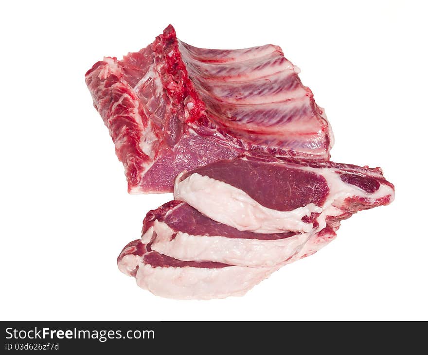 Fresh meat on a white background. Cooking ingredient