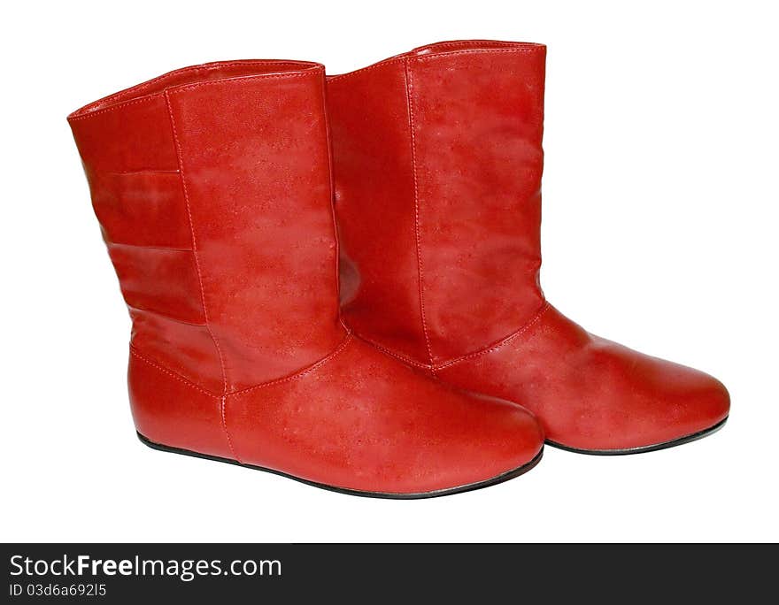 Pair of red leather boots