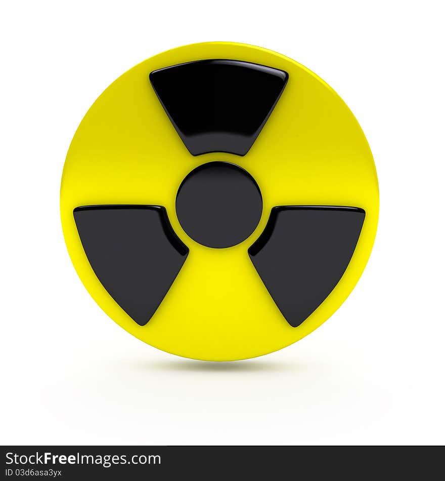 Radiation sign over white background. computer generated image