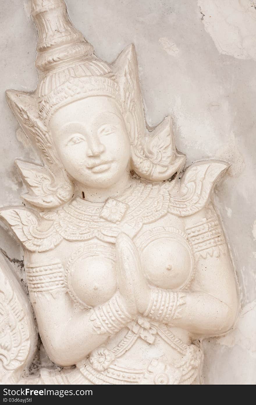 Stucco Image Of Thai Characters.