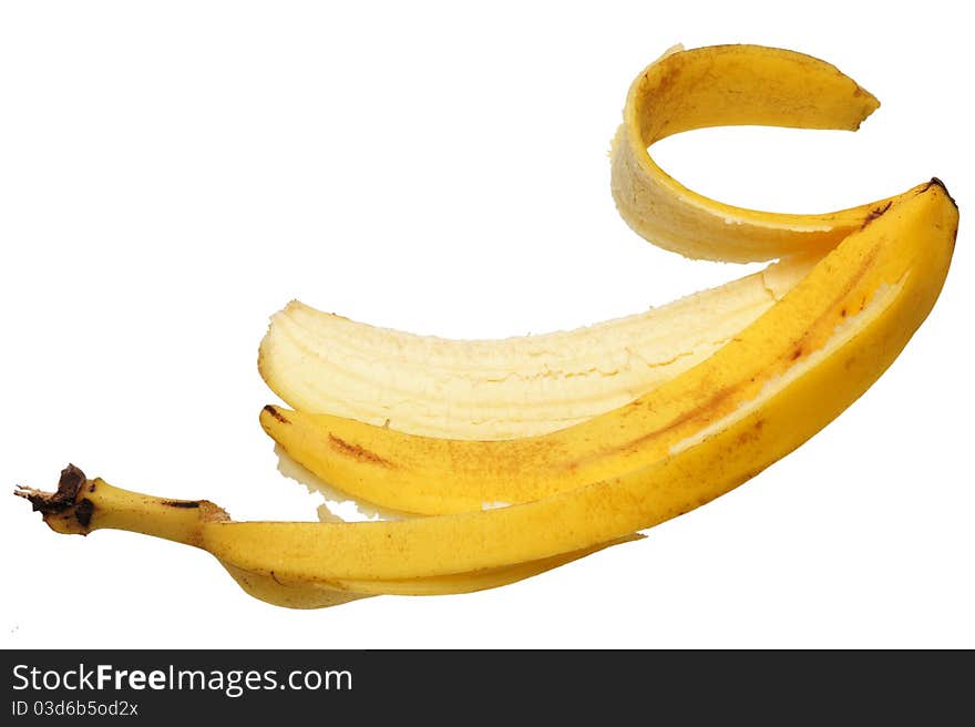 Banana skin on a white background, isolated. Banana skin on a white background, isolated.