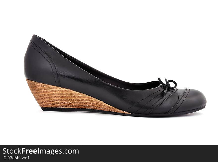 Black ladies shoes on a white background