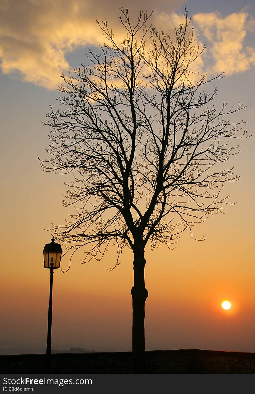 A sunset taken on a winter day in Bergamo. A sunset taken on a winter day in Bergamo