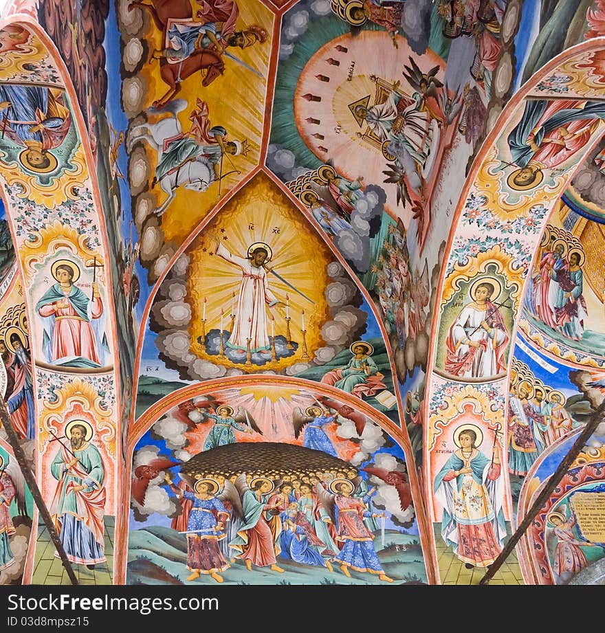 Ceiling of Rila Monastery in Bulgaria