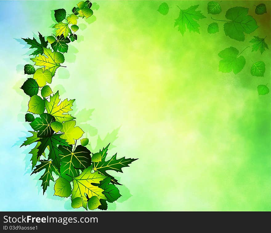 Abstract light background with leafs